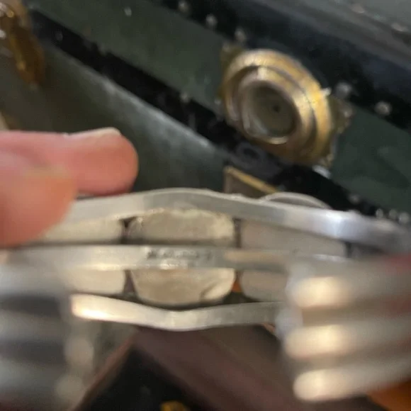 Vintage Native American Turquoise & Sterling Silver Cuff by M Thomas Jr - Picture 5 of 8